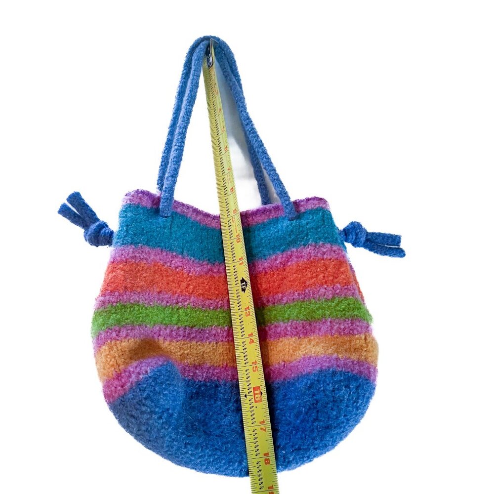 Booga Bag | Felted Wool Sunset Stripe Hobo Shoulder Bucket Artisan Bag - Picture 8 of 8